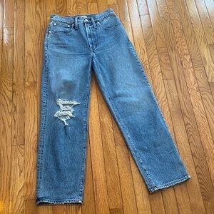 Madewell perfect vintage straight jean blue distressed 27 casual highrise